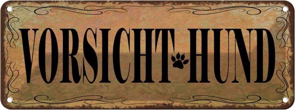 Blechschild 10x27 cm Vorsicht Hund Tier Haustier