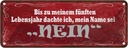 Blechschild 10x27 cm Ich dachte mein Name sei NEIN Dekoration Spruch Zitat