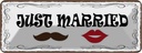 Blechschild 10x27 cm Just married Ehepaar Dekoration
