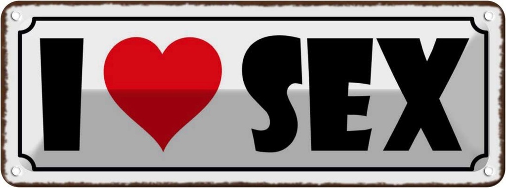 Blechschild 10x27 cm I Love Sex Dekoration