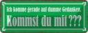Blechschild 10x27 cm Kommst du mit auf dumme Gedanken Spruch Zitat