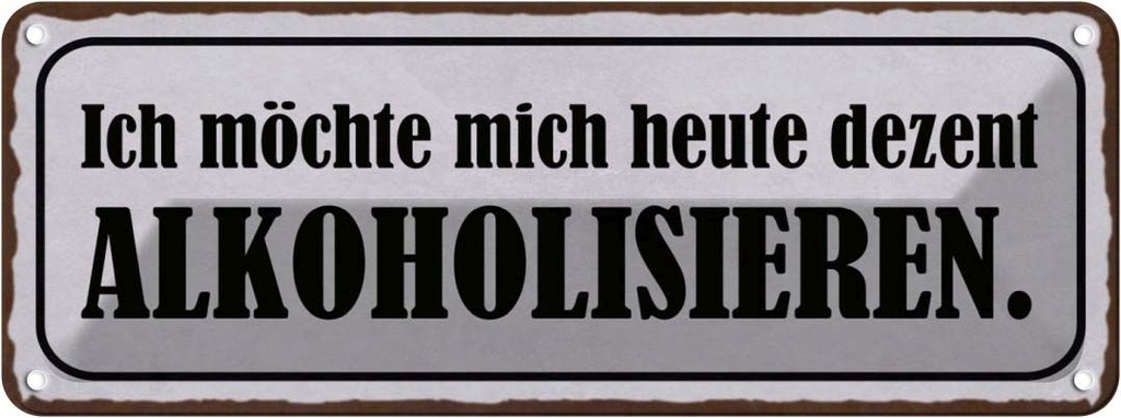 Blechschild 10x27 cm Ich möchte mich alkoholisiseren Spruch Zitat