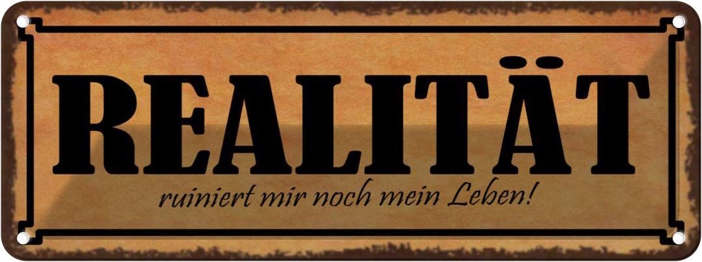 Blechschild 10x27 cm Realität ruiniert mir mein Leben Spruch Zitat