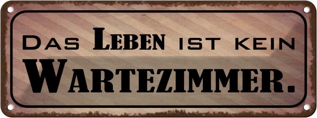 Blechschild 10x27 cm das Leben ist kein Wartezimmer Dekoration Spruch Zitat