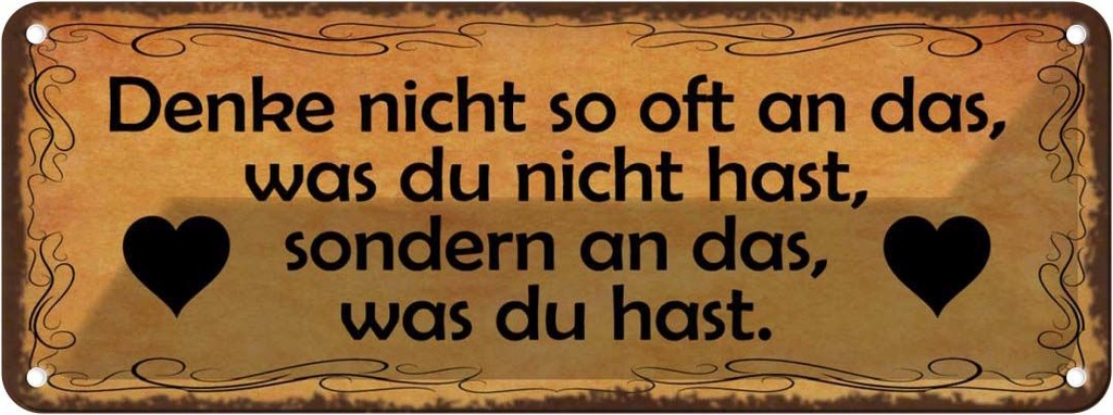 Blechschild 10x27 cm denke nicht so oft an das was Dekoration Spruch Zitat