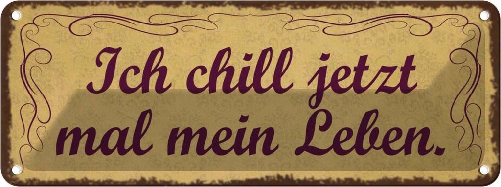 Blechschild 10x27 cm ich chill jetzt mal mein Leben Dekoration Spruch Zitat