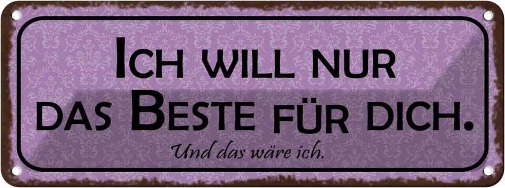 Blechschild 10x27 cm ich will nur das Beste für dich Spruch Zitat