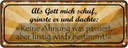 Blechschild 10x27 cm als Gott mich schuf grinste er Spruch Zitat