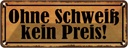 Blechschild 10x27 cm Ohne Schweiß kein Preis Dekoration Spruch Zitat
