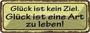 Blechschild 10x27 cm Glück kein Ziel ist Art zu leben Spruch Zitat