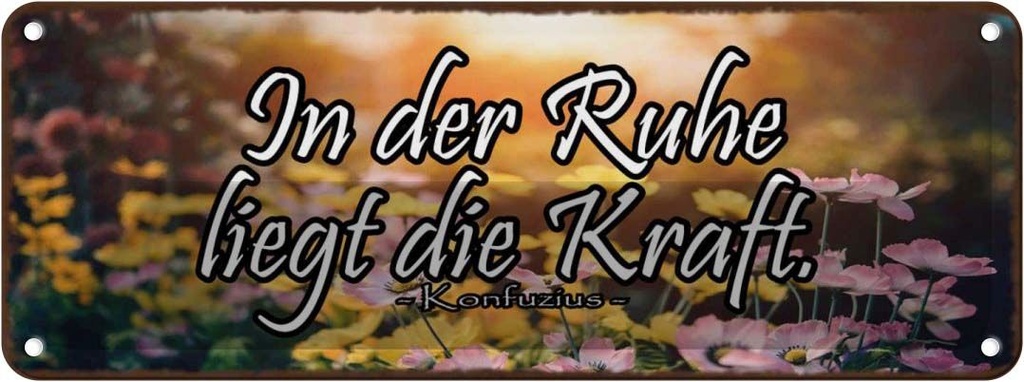 Blechschild 10x27 cm In der Ruhe liegt die Kraft Dekoration Spruch Zitat