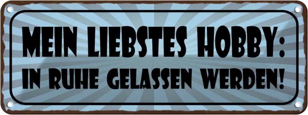 Blechschild 10x27 cm Hobby in Ruhe gelasssen werden Sport Spruch Zitat
