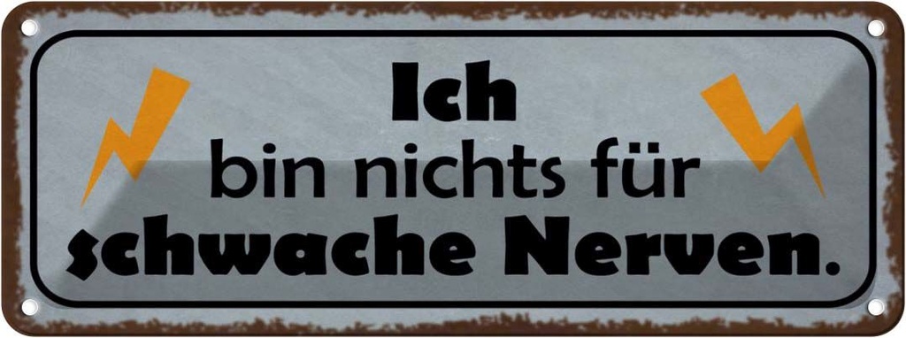 Blechschild 10x27 cm bin nichts für schwache Nerven Spruch Zitat