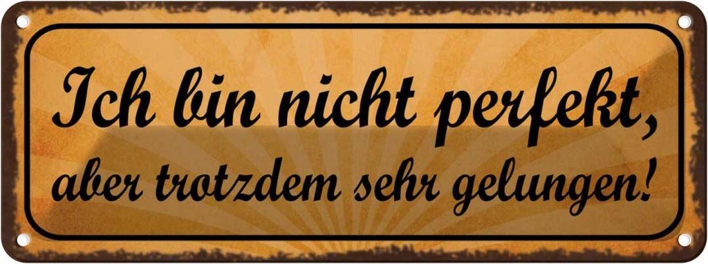 Blechschild 10x27 cm ich bin nicht perfekt aber sehr Spruch Zitat