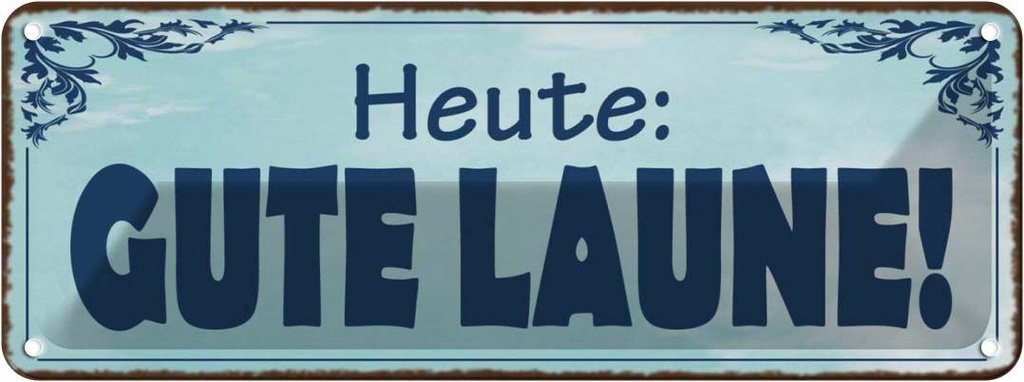 Blechschild 10x27 cm Heute Gute Laune Dekoration Spruch Zitat