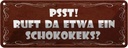 Blechschild 10x27 cm PSST ruft da etwa ein Schokokeks Dekoration Spruch Zitat