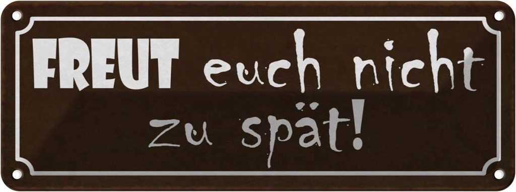Blechschild 10x27 cm freut euch nicht zu spät Dekoration Spruch Zitat