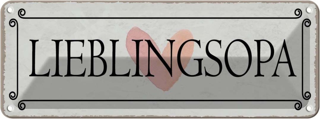 Blechschild 10x27 cm Lieblingsopa Herz Opa Oma Spruch Zitat