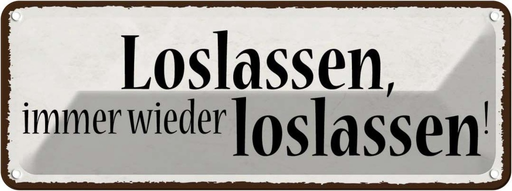 Blechschild 10x27 cm loslassen immer wieder Dekoration Spruch Zitat