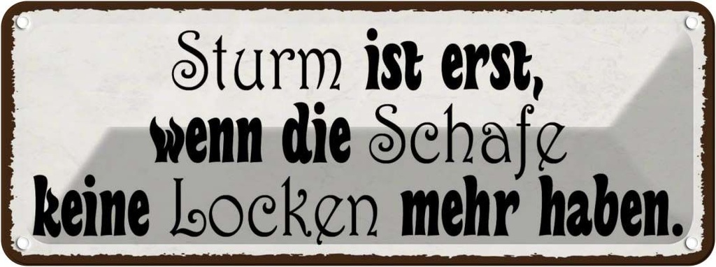 Blechschild 10x27 cm Sturm ist erst wenn die Schafe Dekoration Spruch Zitat
