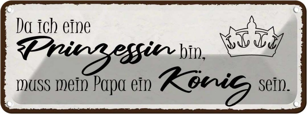 Blechschild 10x27 cm bin Prinzessin mein Papa König Spruch Zitat