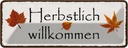 Blechschild 10x27 cm Herbstlich willkommen Dekoration Spruch Zitat