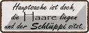Blechschild 10x27 cm Hauptsache doch die Haare liegen Spruch Zitat