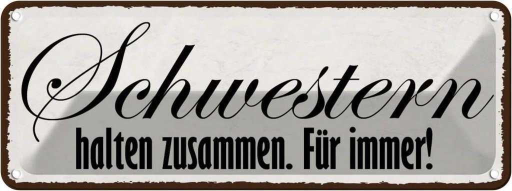 Blechschild 10x27 cm Schwestern halten zusammen immer Spruch Zitat