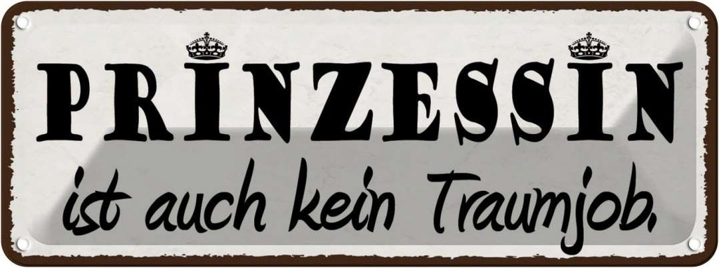 Blechschild 10x27 cm Prinzessin ist kein Traumjob Dekoration Spruch Zitat