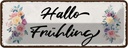 Blechschild 10x27 cm Hallo Frühling Essen Trinken
