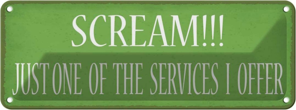 Blechschild 10x27 cm scream just one of the services Spruch Zitat