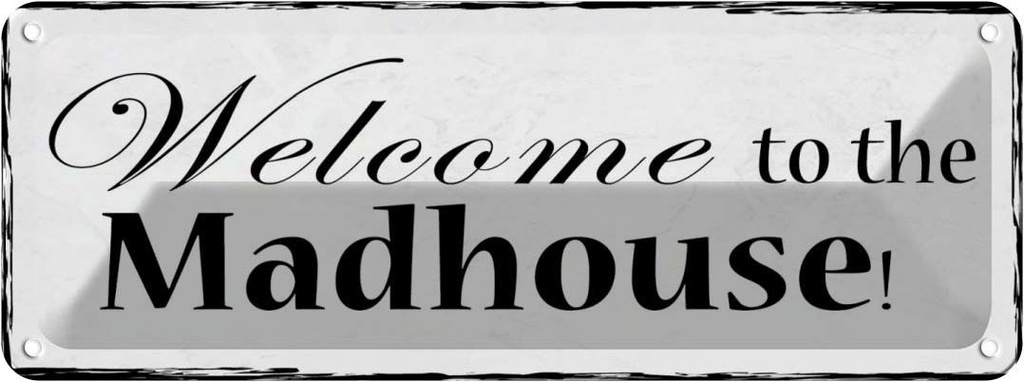 Blechschild 10x27 cm welcome to the Madhouse Dekoration