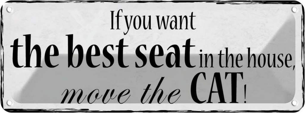 Blechschild 10x27 cm if you want best seat move Cat Tier Haustier