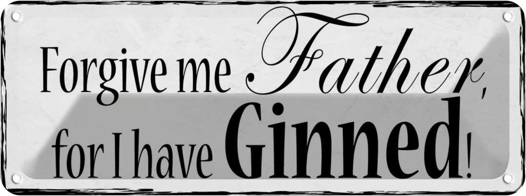 Blechschild 10x27 cm forgive me Father i have Ginned Spruch Zitat