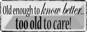 Blechschild 10x27 cm old enouth to know better Dekoration
