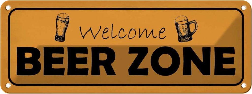 Blechschild 10x27 cm welcome Beer Zone Essen Trinken