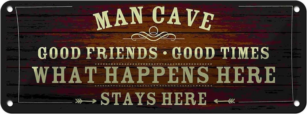 Blechschild 10x27 cm Man Cave Männer Höhle good times
