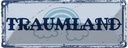 Blechschild 10x27 cm Traumland blau Regenbogen Spruch Zitat