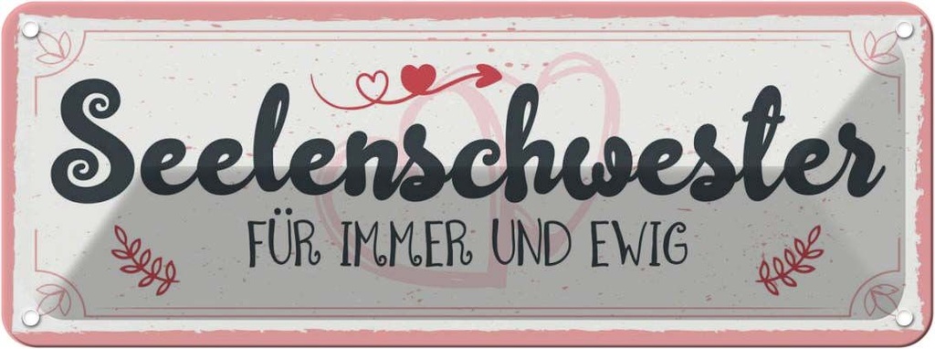 Blechschild 10x27 cm Seelenschwester Für immer und Ewig Spruch Zitat