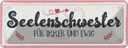 Blechschild 10x27 cm Seelenschwester Für immer und Ewig Spruch Zitat