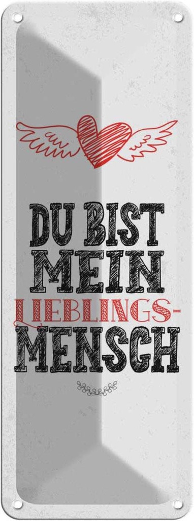 Blechschild 27x10 cm Du bist Lieblingsmensch mein Engel Spruch Zitat