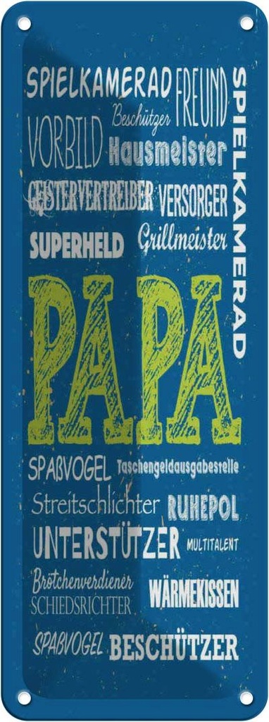 Blechschild 27x10 cm Papa Superheld Vorbild Beschützer Spruch Zitat
