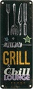 Blechschild 27x10 cm Grill & Chill Fleisch Grillen
