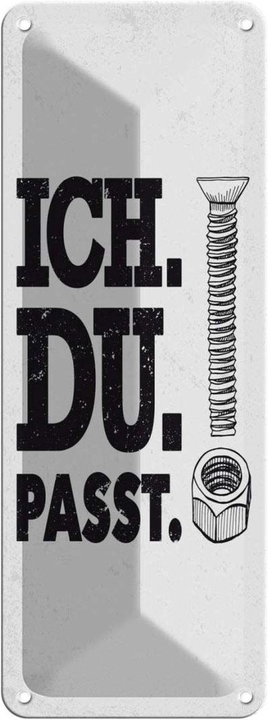 Blechschild 27x10 cm Ich Du Passt Schraube Mutter Spruch Zitat