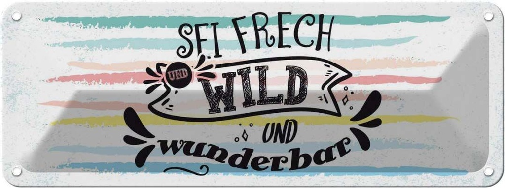 Blechschild 10x27 cm sei frech wild wunderbar Spruch Zitat