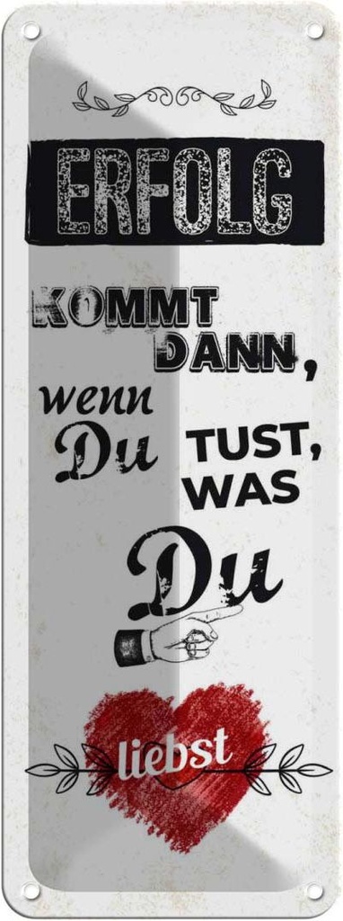 Blechschild 27x10 cm Erfolg dann du tust was liebst Spruch Zitat