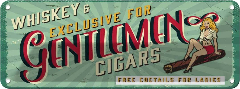 Blechschild 10x27 cm Pinup Exlusive Gentleman Whiskey