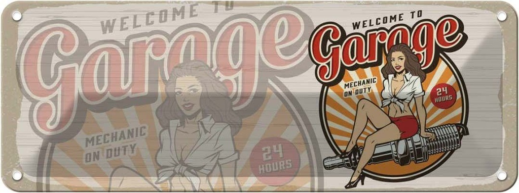 Blechschild 10x27 cm Welcome to Garage Mechanic on