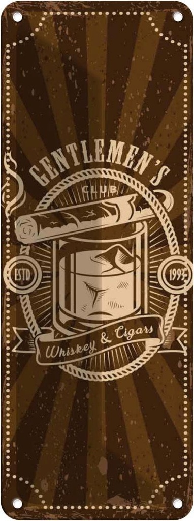 Blechschild 27x10 cm Gentlemen`s Club Whiskey & Cigars