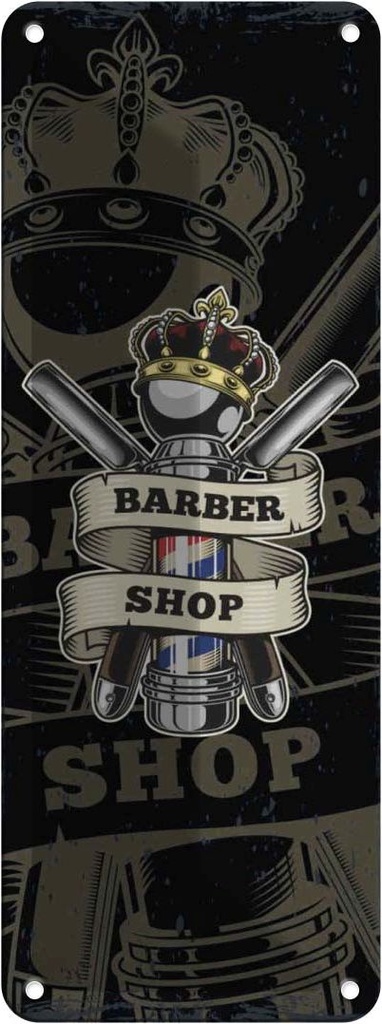 Blechschild 27x10 cm Barbershop Friseur Salon Haare